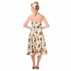 Banned Neckholder Dress - Aloha Tiki White -The Rock Shop - shop banned neckholder dress aloha tiki white 34