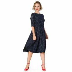 Banned Retro Vintage Dress - Cheeky Check Navy