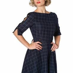 Banned Retro Vintage Dress - Cheeky Check Navy -The Rock Shop - shop banned retro vintage dress cheeky check navy4