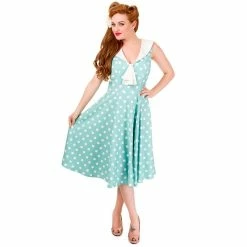 Banned Sleeveless Dress - Rival Polka Dot Dress Mint Green