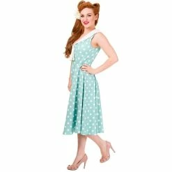 Banned Sleeveless Dress - Rival Polka Dot Dress Mint Green -The Rock Shop - shop banned sleeveless dress rival polka dot dress mint green3