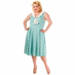 Banned Sleeveless Dress - Rival Polka Dot Dress Mint Green -The Rock Shop - shop banned sleeveless dress rival polka dot dress mint green5