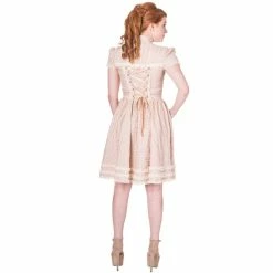 Banned Vintage Gothic Dress - Rise Of Dawn Beige -The Rock Shop - shop banned vintage gothic dress rise of dawn beige 34