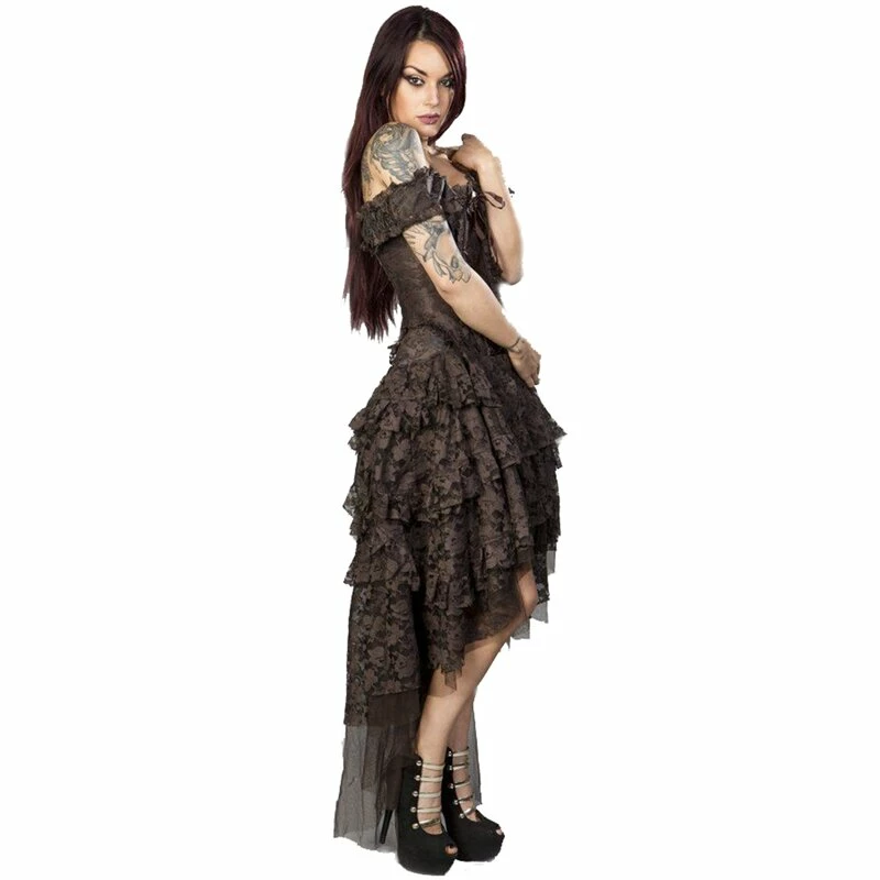 Burleska Corset Dress - Ophelie Brocade King Brown 2 Burleska Corset Dress - Ophelie Brocade King Brown - Image 2