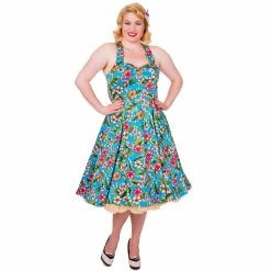 Dancing Days Neckholder Dress - Blue Floral