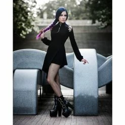 Dark In Love Mini Dress - Hollow Zipped -The Rock Shop - shop dark in love mini dress hollow zipped6