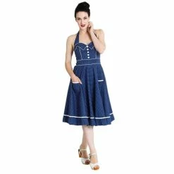 Hell Bunny Neckholder Dress - Vanity Dress Navy