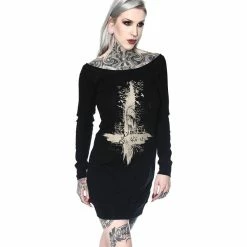 Hyraw Mini Dress - Black Cross -The Rock Shop - shop hyraw mini dress black cross3