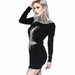 Hyraw Mini Dress - Black Cross -The Rock Shop - shop hyraw mini dress black cross4