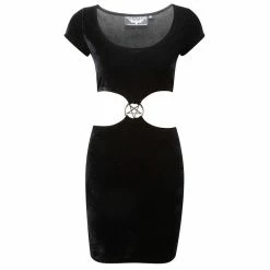 Killstar Bodycon Velvet Dress - Stacia She's A Hoodbat -The Rock Shop - shop killstar bodycon velvet dress stacia shes a hoodbat3