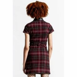 Killstar Mini Dress - All Attitude Blood Tartan -The Rock Shop - shop killstar mini dress all attitude blood tartan4