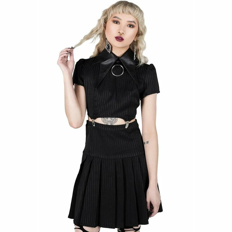 Killstar Mini Dress - Darita Pinstripe 1 Killstar Mini Dress - Darita Pinstripe