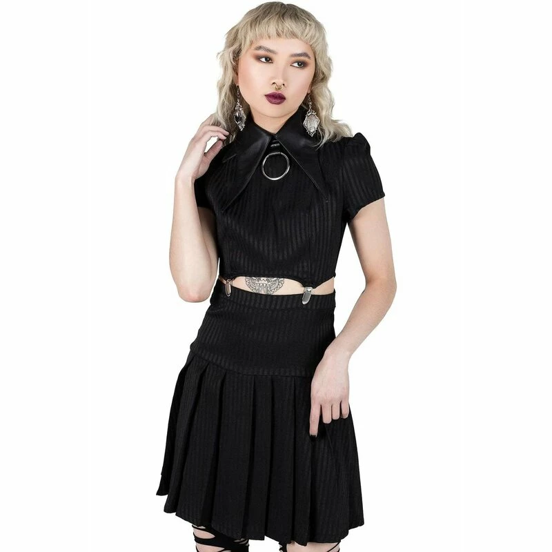 Killstar Mini Dress - Darita Pinstripe 2 Killstar Mini Dress - Darita Pinstripe - Image 2