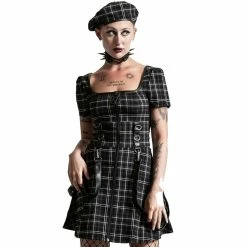 Killstar Mini Dress - Grave Rebellion Ash Tartan