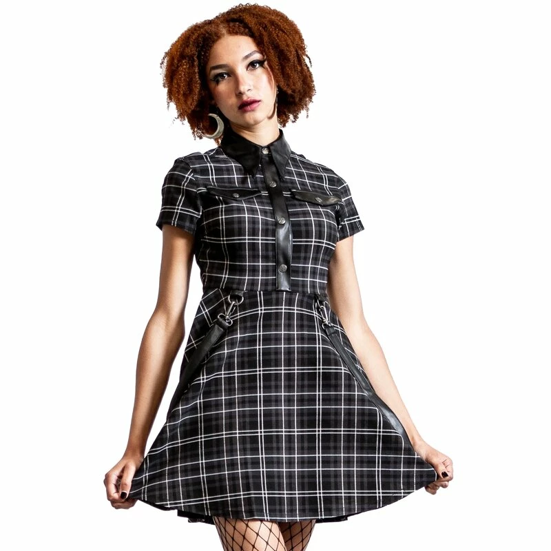 Killstar Mini Dress - Menace Ash Tartan 1 Killstar Mini Dress - Menace Ash Tartan