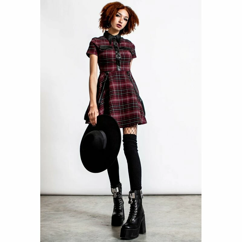 Killstar Mini Dress - Menace Blood Tartan 2 Killstar Mini Dress - Menace Blood Tartan - Image 2