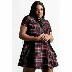Killstar Mini Dress - Menace Blood Tartan 8 Killstar Mini Dress - Menace Blood Tartan -The Rock Shop - shop killstar mini dress menace blood tartan4