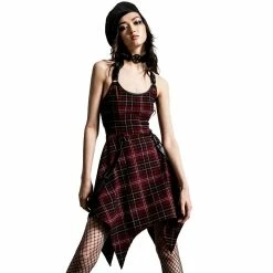 Killstar Mini Dress - Rebellion Blood Tartan