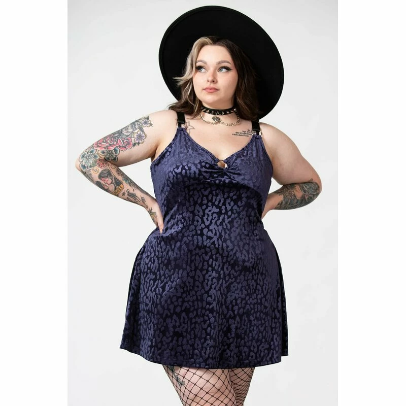 KILLSTAR Skater Dress - Cool Cat Plum 4 KILLSTAR Skater Dress - Cool Cat Plum - Image 4