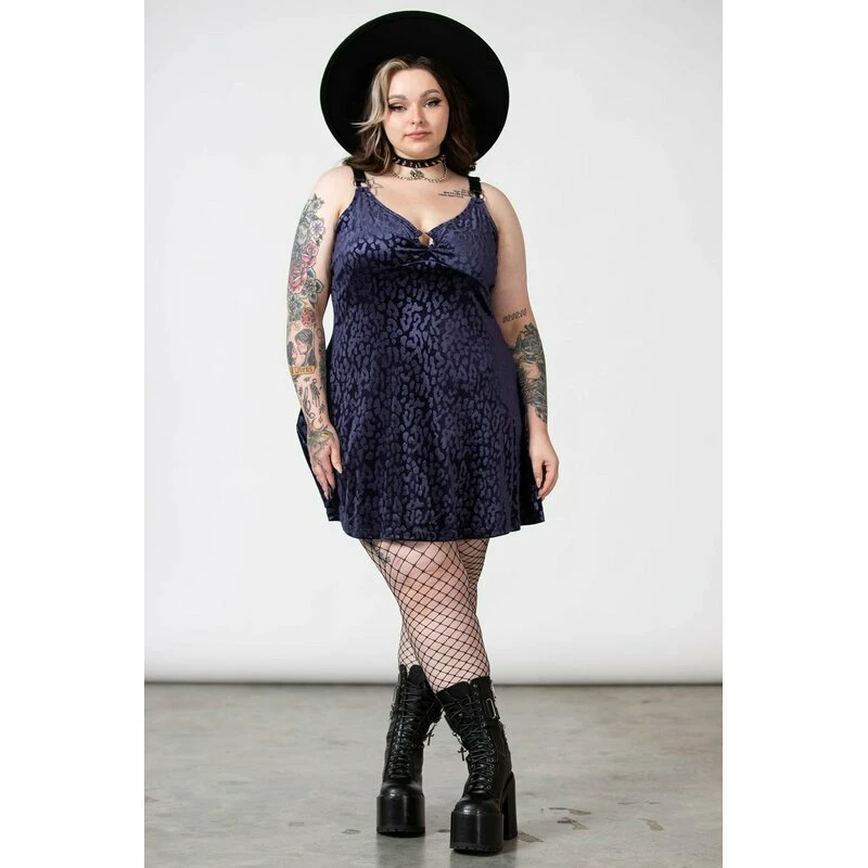 KILLSTAR Skater Dress - Cool Cat Plum 5 KILLSTAR Skater Dress - Cool Cat Plum - Image 5