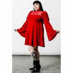 Killstar Skater Dress - Crimson Kiss Scarlet -The Rock Shop - shop killstar skater dress crimson kiss scarlet5
