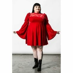 Killstar Skater Dress - Crimson Kiss Scarlet -The Rock Shop - shop killstar skater dress crimson kiss scarlet6