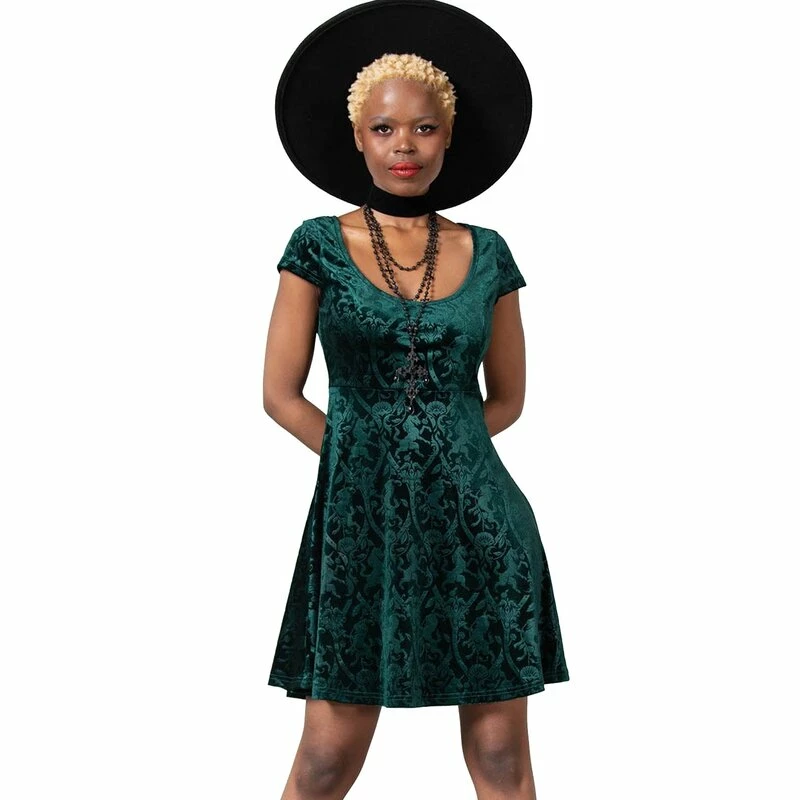 KILLSTAR Skater Dress - Devilry Emerald 1 KILLSTAR Skater Dress - Devilry Emerald