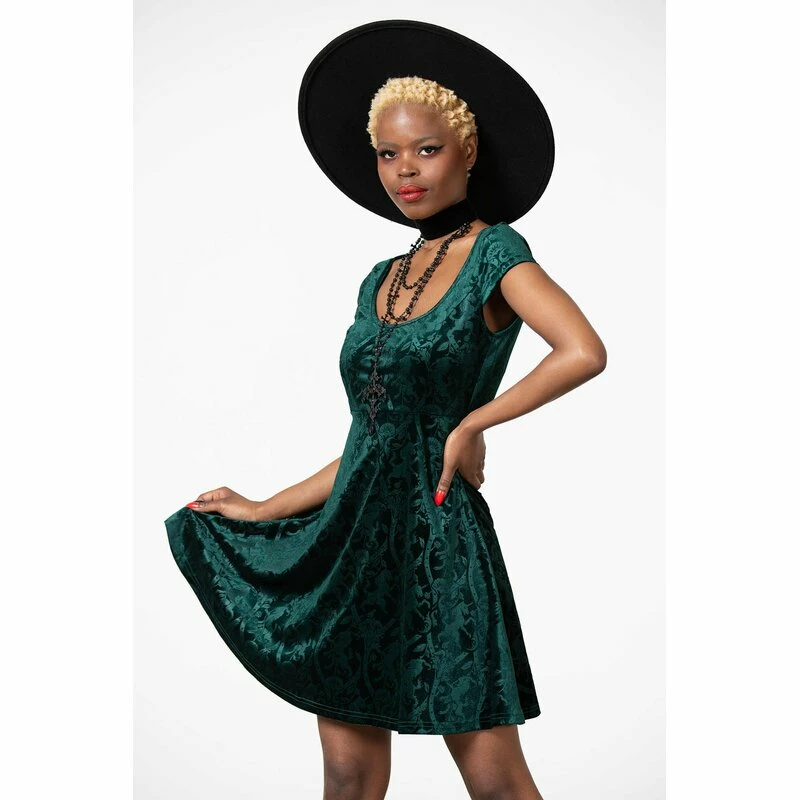 KILLSTAR Skater Dress - Devilry Emerald 2 KILLSTAR Skater Dress - Devilry Emerald - Image 2