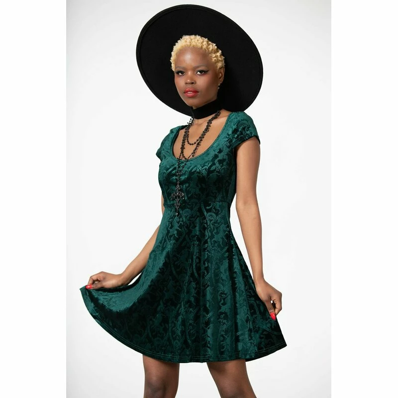 KILLSTAR Skater Dress - Devilry Emerald 3 KILLSTAR Skater Dress - Devilry Emerald - Image 3