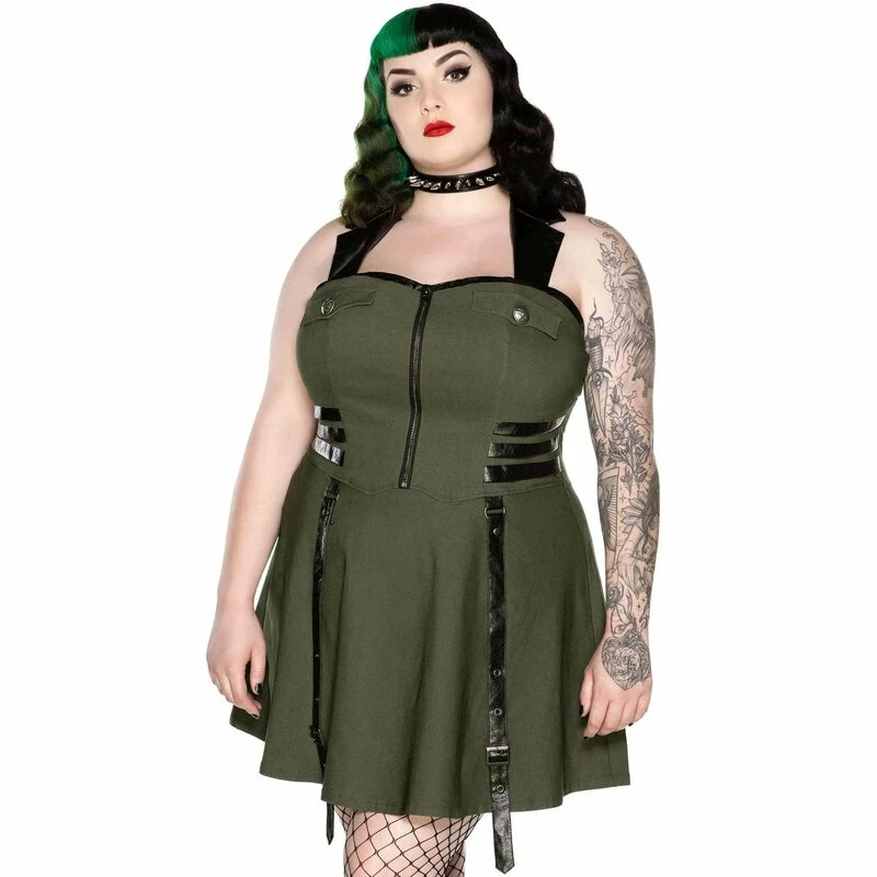Killstar Skater Dress - Psy-Ops Khaki 5 Killstar Skater Dress - Psy-Ops Khaki - Image 5