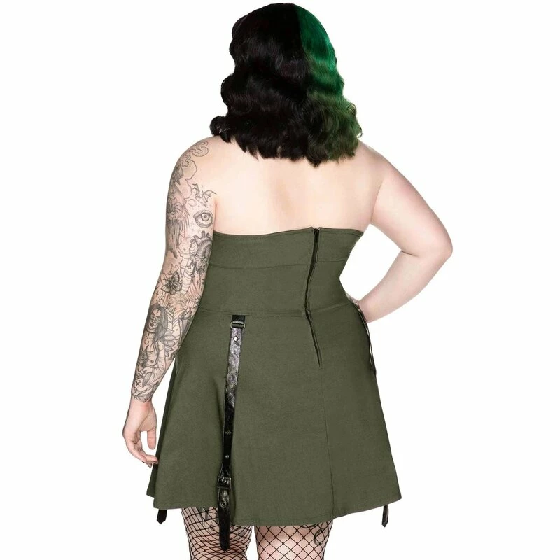 Killstar Skater Dress - Psy-Ops Khaki 6 Killstar Skater Dress - Psy-Ops Khaki - Image 6