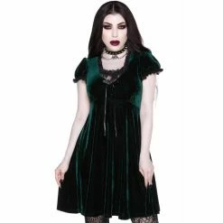 Killstar Velvet Babydoll Dress - Heather Emerald