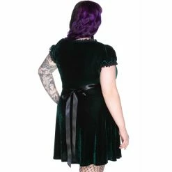 Killstar Velvet Babydoll Dress - Heather Emerald 7 Killstar Velvet Babydoll Dress - Heather Emerald -The Rock Shop - shop killstar velvet babydoll dress heather emerald4