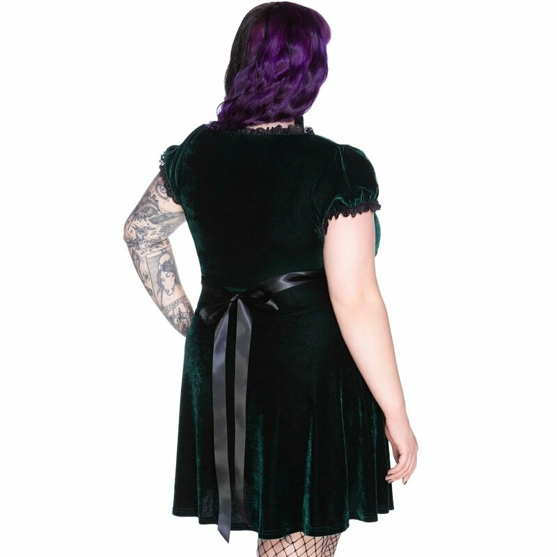 Killstar Velvet Babydoll Dress - Heather Emerald 4 Killstar Velvet Babydoll Dress - Heather Emerald - Image 4