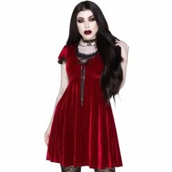 Killstar Velvet Babydoll Dress - Heather Ruby