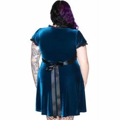 Killstar Velvet Babydoll Dress - Heather Sapphire 7 Killstar Velvet Babydoll Dress - Heather Sapphire -The Rock Shop - shop killstar velvet babydoll dress heather sapphire4