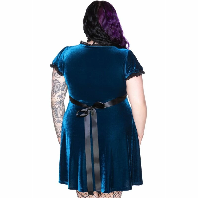 Killstar Velvet Babydoll Dress - Heather Sapphire 4 Killstar Velvet Babydoll Dress - Heather Sapphire - Image 4