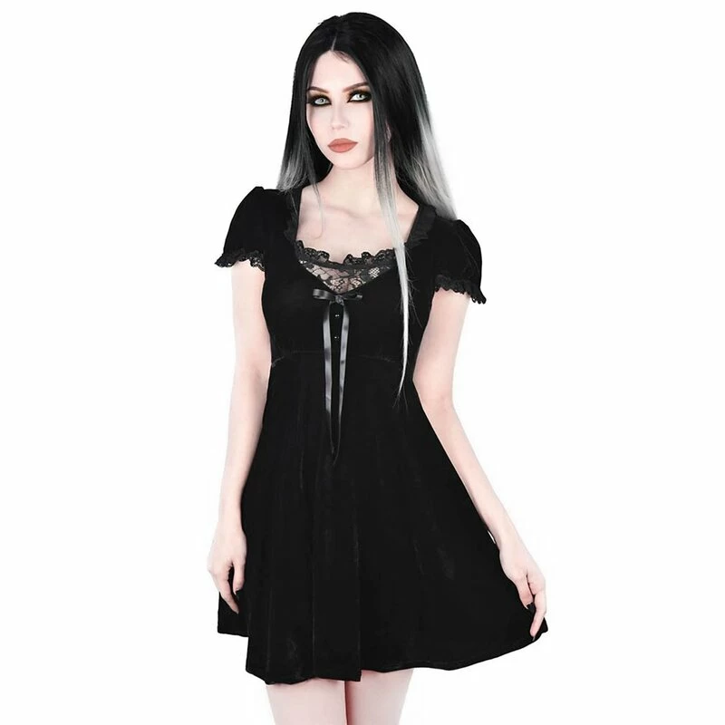 Killstar Velvet Babydoll Dress - Heather 1 Killstar Velvet Babydoll Dress - Heather