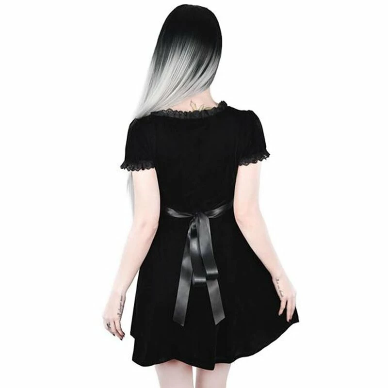 Killstar Velvet Babydoll Dress - Heather 2 Killstar Velvet Babydoll Dress - Heather - Image 2
