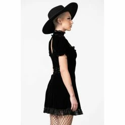 Killstar Velvet Mini Dress - Julienne Black 8 Killstar Velvet Mini Dress - Julienne Black -The Rock Shop - shop killstar velvet mini dress julienne black3