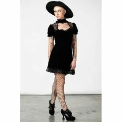 Killstar Velvet Mini Dress - Julienne Black 10 Killstar Velvet Mini Dress - Julienne Black -The Rock Shop - shop killstar velvet mini dress julienne black5
