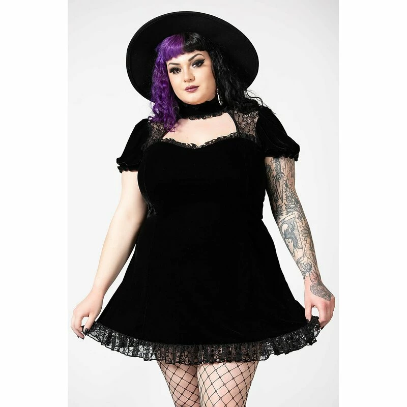 Killstar Velvet Mini Dress - Julienne Black 6 Killstar Velvet Mini Dress - Julienne Black - Image 6