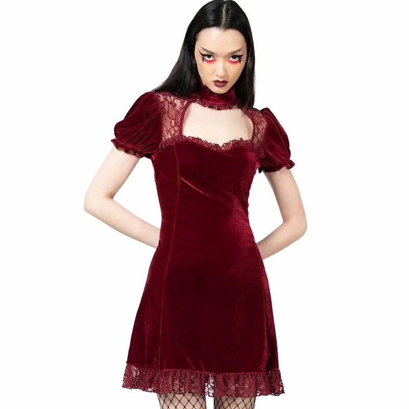 Killstar Velvet Mini Dress - Julienne Blood 1 Killstar Velvet Mini Dress - Julienne Blood