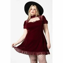 Killstar Velvet Mini Dress - Julienne Blood 11 Killstar Velvet Mini Dress - Julienne Blood -The Rock Shop - shop killstar velvet mini dress julienne blood6