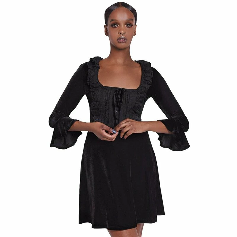 Killstar Velvet Mini Dress - Laid To Rest 1 Killstar Velvet Mini Dress - Laid To Rest