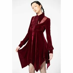 Killstar Velvet Mini Dress - Nymyra Blood -The Rock Shop - shop killstar velvet mini dress nymyra blood4