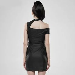 Punk Rave Faux Leather Mini Dress - Nebulos -The Rock Shop - shop punk rave faux leather mini dress nebulos3