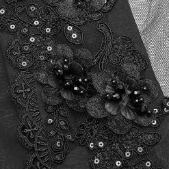 Punk Rave Maxi Dress - Black Lily Of The Valley -The Rock Shop - shop punk rave maxi dress black lily of the valley5