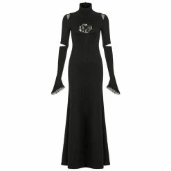 Punk Rave Maxi Dress - Black Widow -The Rock Shop - shop punk rave maxi dress black widow4