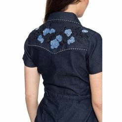 Queen Kerosin Denim Pencil Dress - Dark Western -The Rock Shop - shop queen kerosin denim pencil dress dark western6